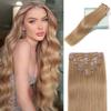 LORIEN Clip in Hair Extensions Real Human Hair, 24 Inch 120g, 27 Honey Blonde, Clip in 100% Brazilian Remy Human Hair Extensions 8pcs Per Set with 18 Clips Double Weft view 1