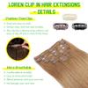 LORIEN Clip in Hair Extensions Real Human Hair, 24 Inch 120g, 27 Honey Blonde, Clip in 100% Brazilian Remy Human Hair Extensions 8pcs Per Set with 18 Clips Double Weft view 2