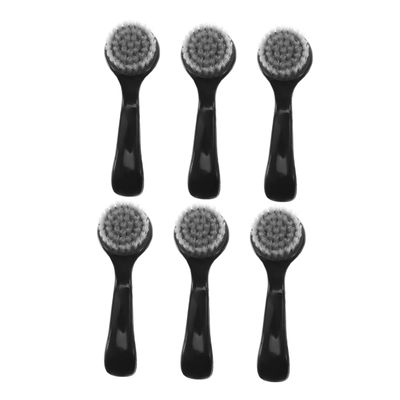 SOESFOUFU 6pcs Multi-Functional Facial Cleansing Brush Durable Manual Face Scrubber for Gentle Exfoliation for Sensitive Skin and Nail Care Long Handle Design Solid Black