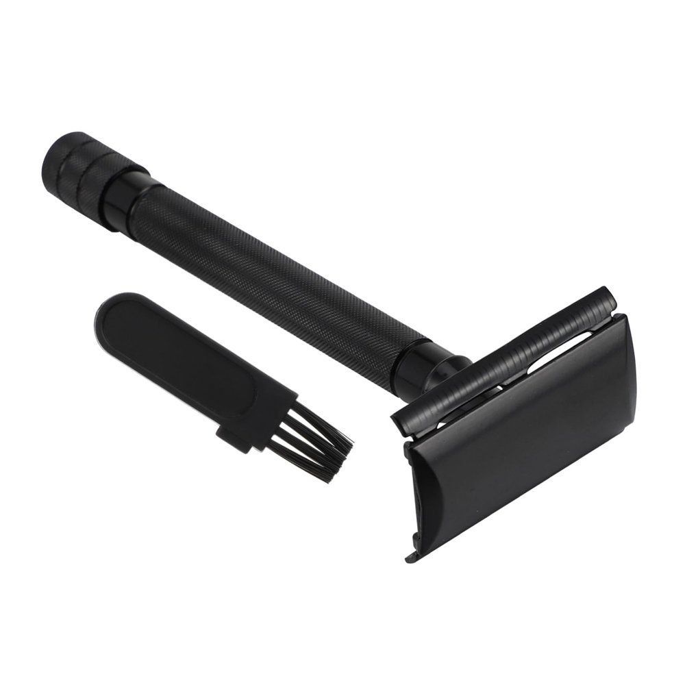 Mikinona Safety Razor Reusable Double Facial Razor for Women Men Eco Friendly Beard Shaver Brush Comfortable Handle