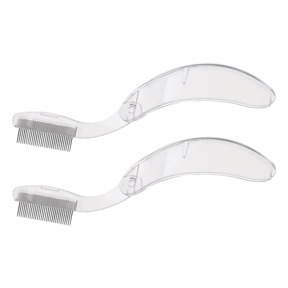 FRCOLOR 2pcs Stainless Steel Eyelash Comb Eyebrow Brush Portable Makeup Tool for Precise Lash Separation and Grooming for Routine and Travel