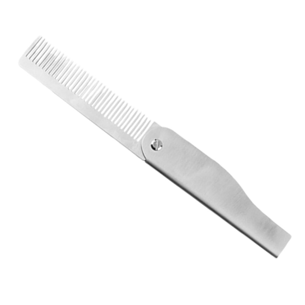 IWOWHERO Stainless Steel Folding Beard Comb Fine Tooth Men's Styling Brush Portable Travel Mustache Accessory Groomsmen