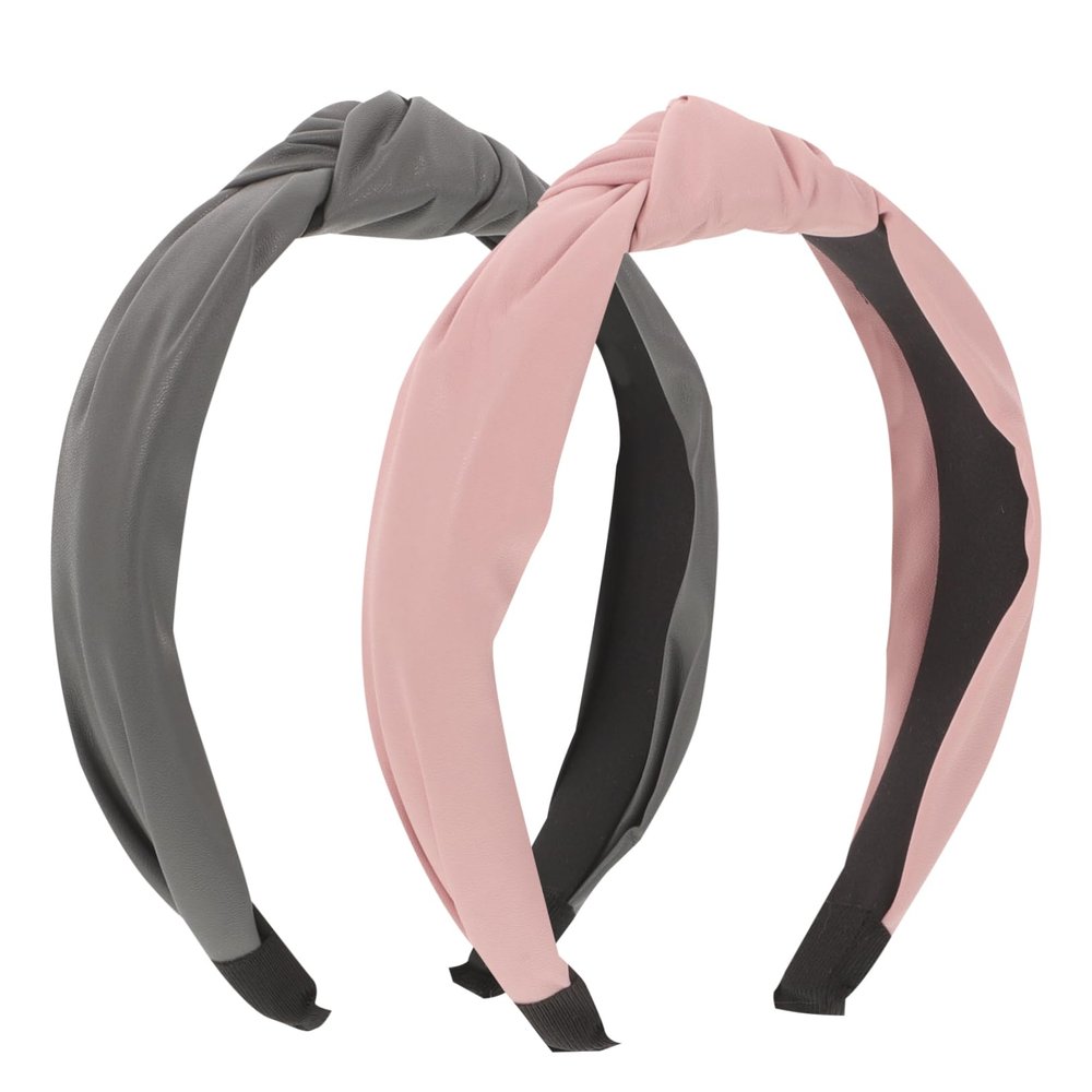 Healeved 2pcs Knot Headbands for Women Stylish Pu Leather Wide Headpiece for Outdoor Activities Festivals Daily Wear Versatile Hair Accessories