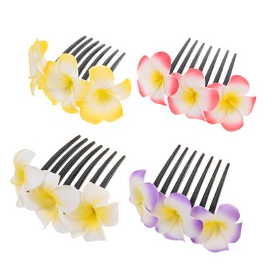 Beatifufu 4pcs Women Hair Side Combs Plumeria Flower Hair Combs Decorative Accessories for Girls Girls Clips