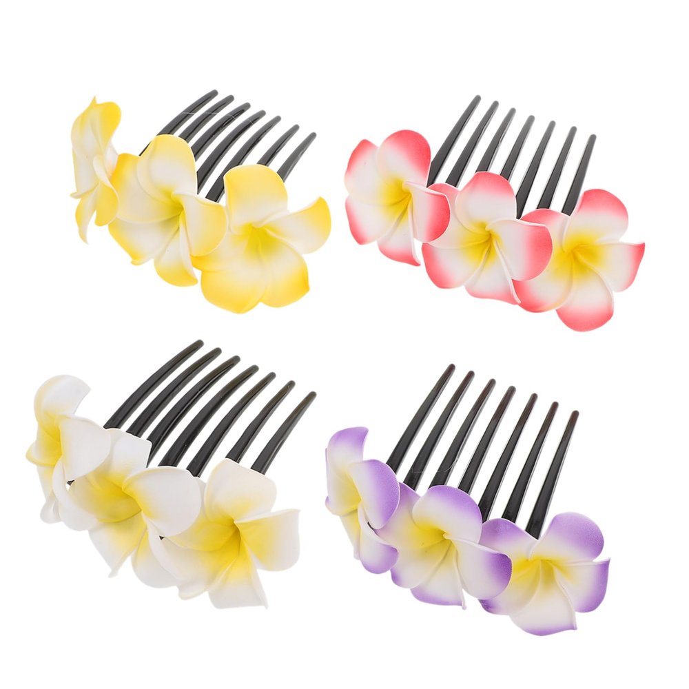 Beatifufu 4pcs Women Hair Side Combs Plumeria Flower Hair Combs Decorative Accessories for Girls Girls Clips