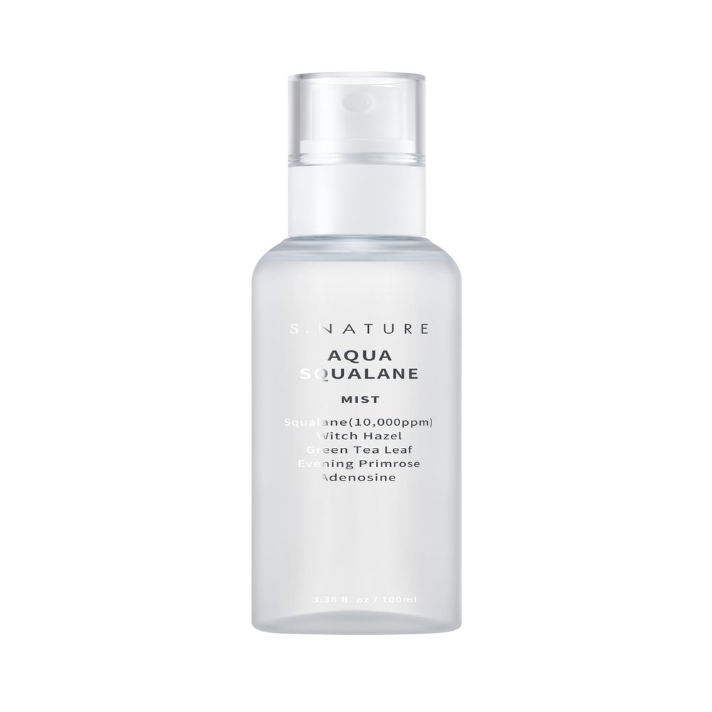 S.NATURE AQUA SQUALANE MIST, Vegan, Face Spray, Light-weight Face Moisturizer, Hydrating Mist for Glow Skin, Green Tea Extract for soothe skin, Korean Skincare (100ml, 3.38 fl oz.)