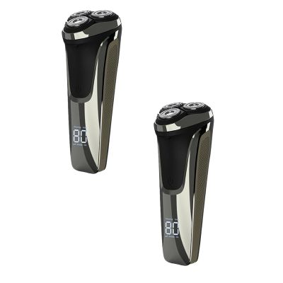 Electric Razor, Electric Razor 4d Rotary, Ipx7 Waterproof Electric Razor Pro, 2025 New Rechargeable Facial Electric Razor for Men, Wet & Dry Shaving (2 PCS)