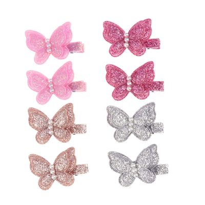 FRCOLOR 8pcs Butterfly Clip Glitter Sequins Hair Clips for Girls French Barrette Toddlers Boys and Girls