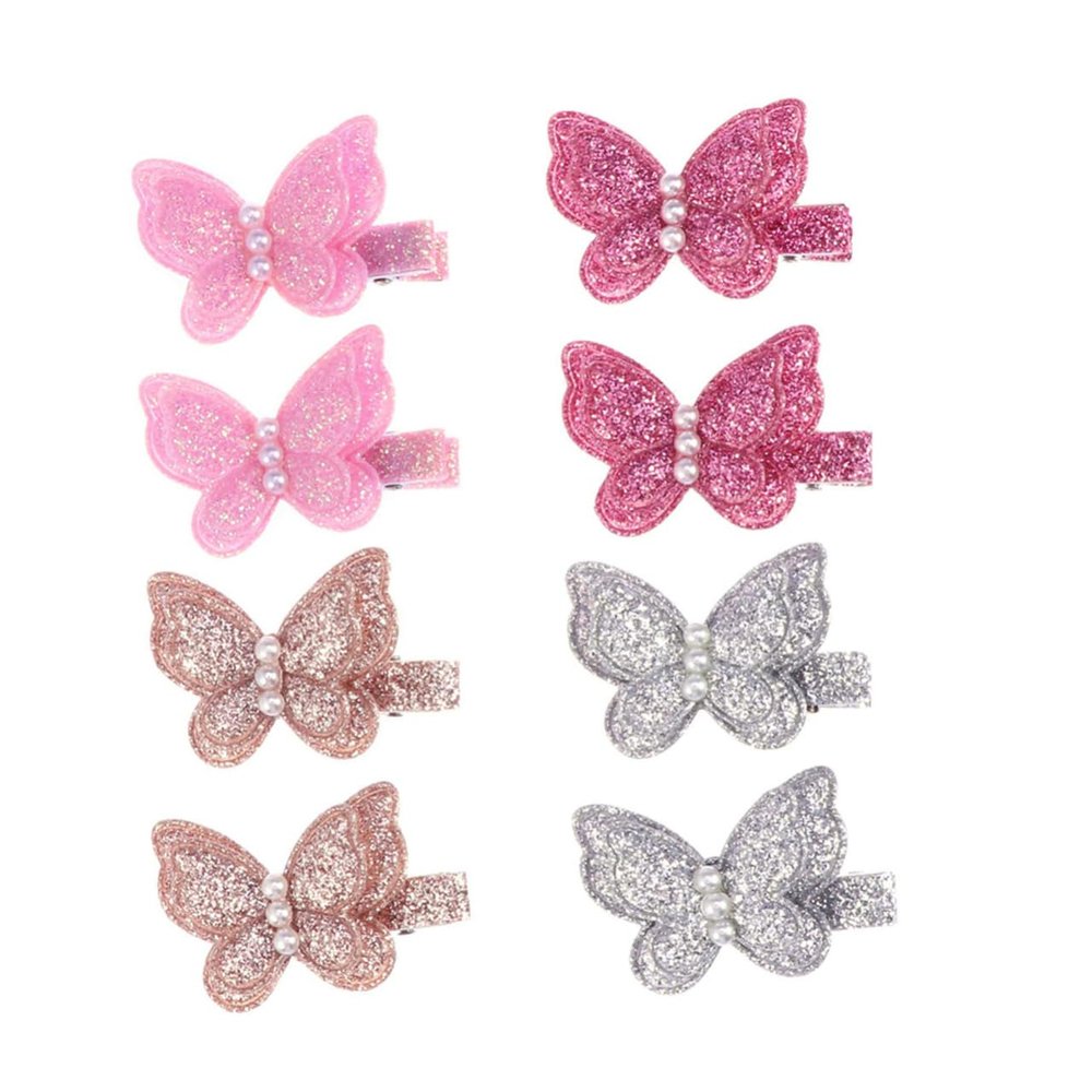 FRCOLOR 8pcs Butterfly Clip Glitter Sequins Hair Clips for Girls French Barrette Toddlers Boys and Girls