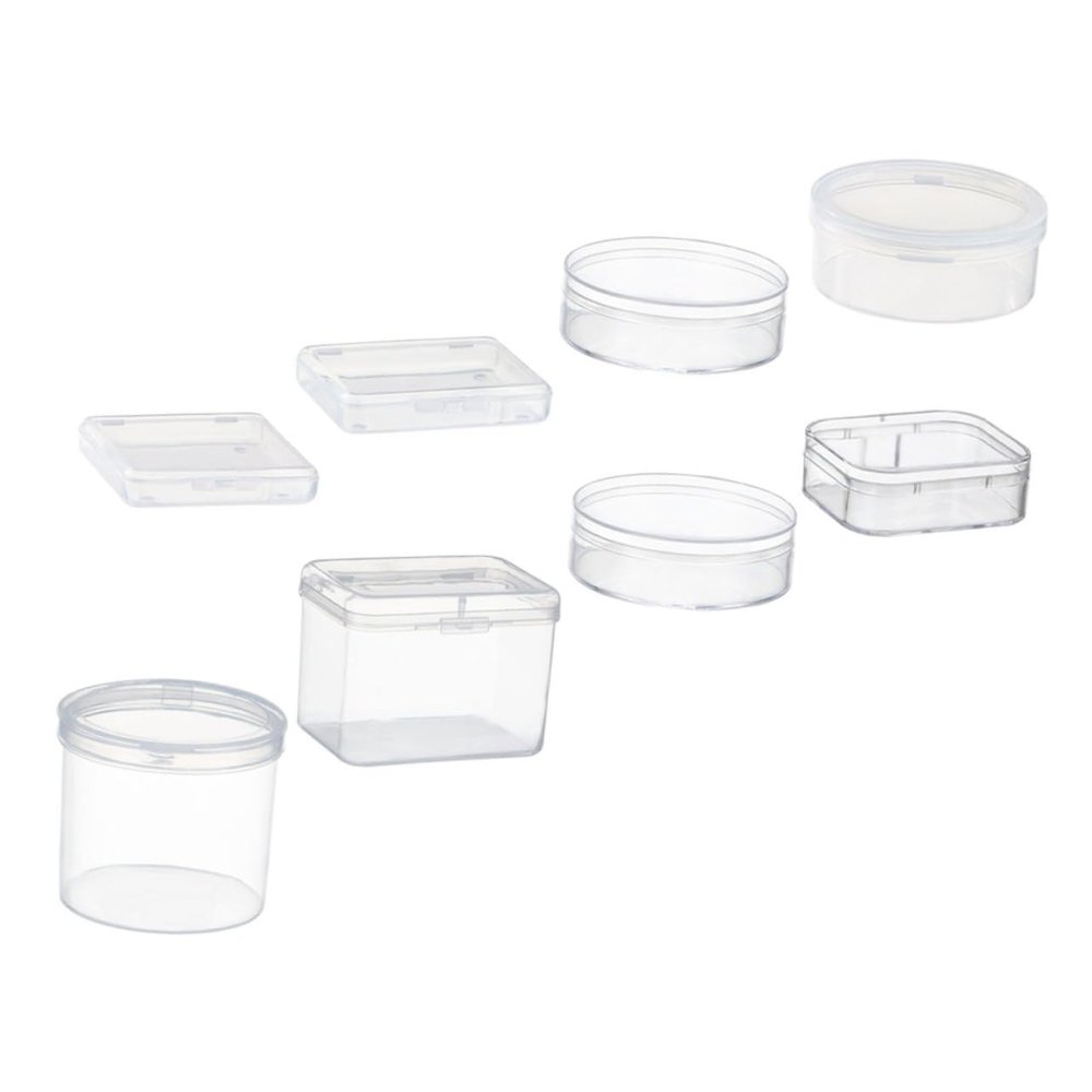 ABOOFAN 8pcs Cosmetic Supplies Box Portable Makeup Brush Organizer Case Powder Puff Container