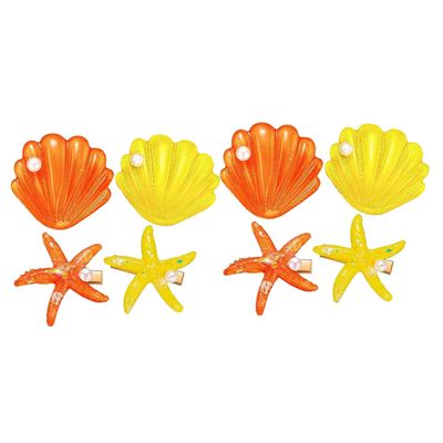 Healvian 8pcs Mermaid Hair Clips Pearl Shell Shaped Barrettes for Girls Seashell Hair Accessories Orange Clip
