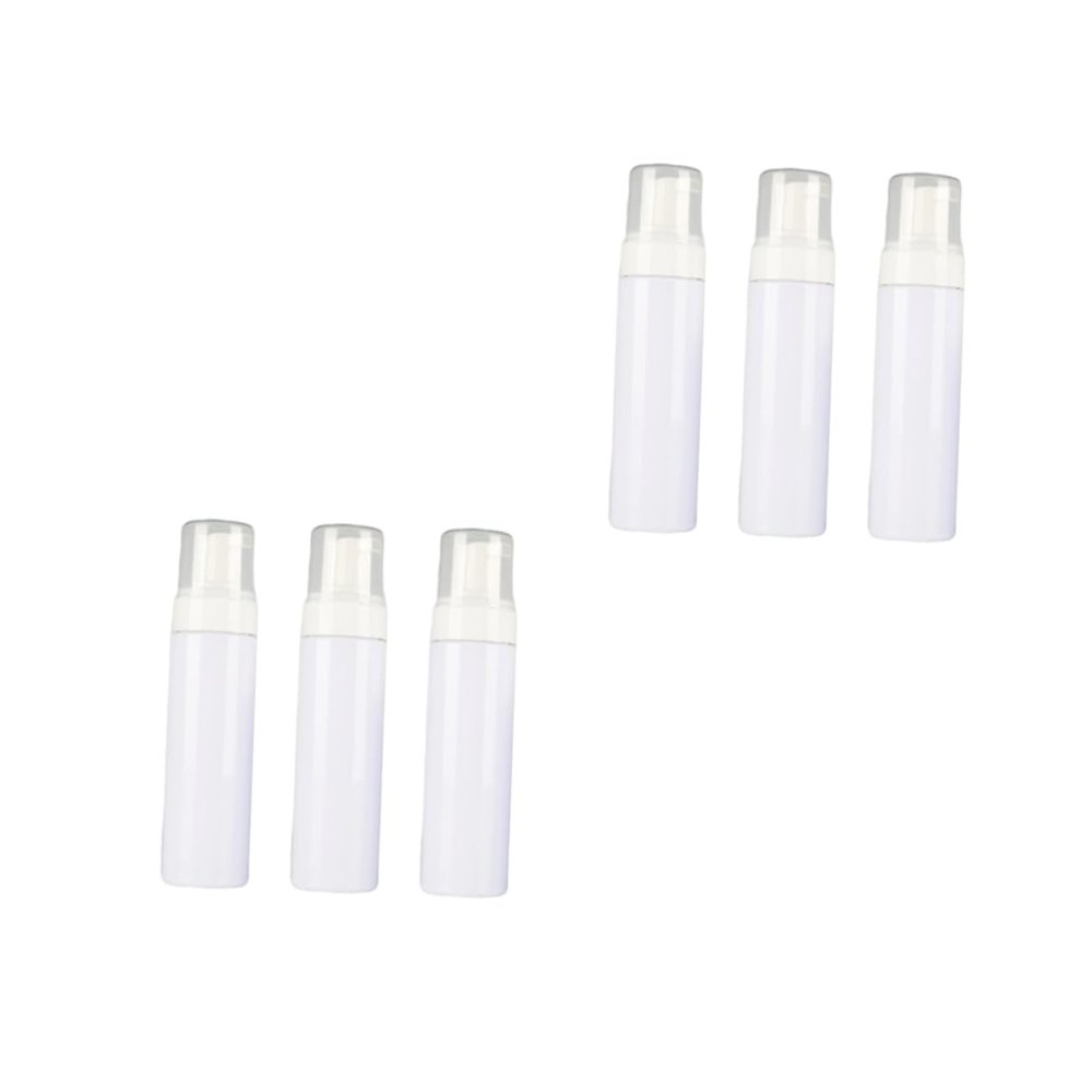 SKISUNO 6pcs Refillable Foaming Pump Bottle Cosmetic Dispenser for Lotion Shampoo Body Wash Portable White Container for Travel Bathroom and Bedroom Use