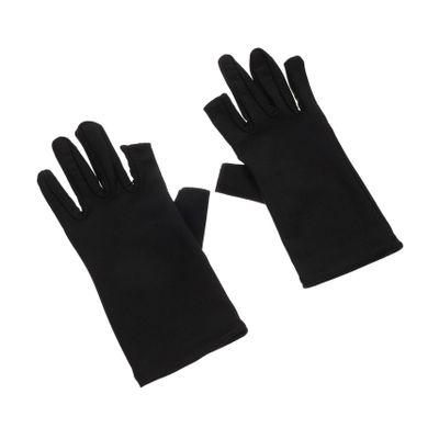 BIUDECO Gloves for Gel Nails Black Fingerless Gloves Women Uv Nail Protection Half Finger Women Manicure Art Protector Shield Salon Supply
