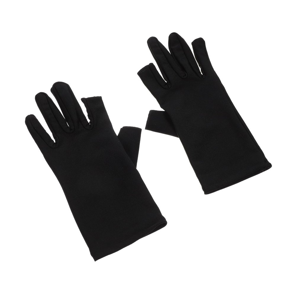 BIUDECO Gloves for Gel Nails Black Fingerless Gloves Women Uv Nail Protection Half Finger Women Manicure Art Protector Shield Salon Supply