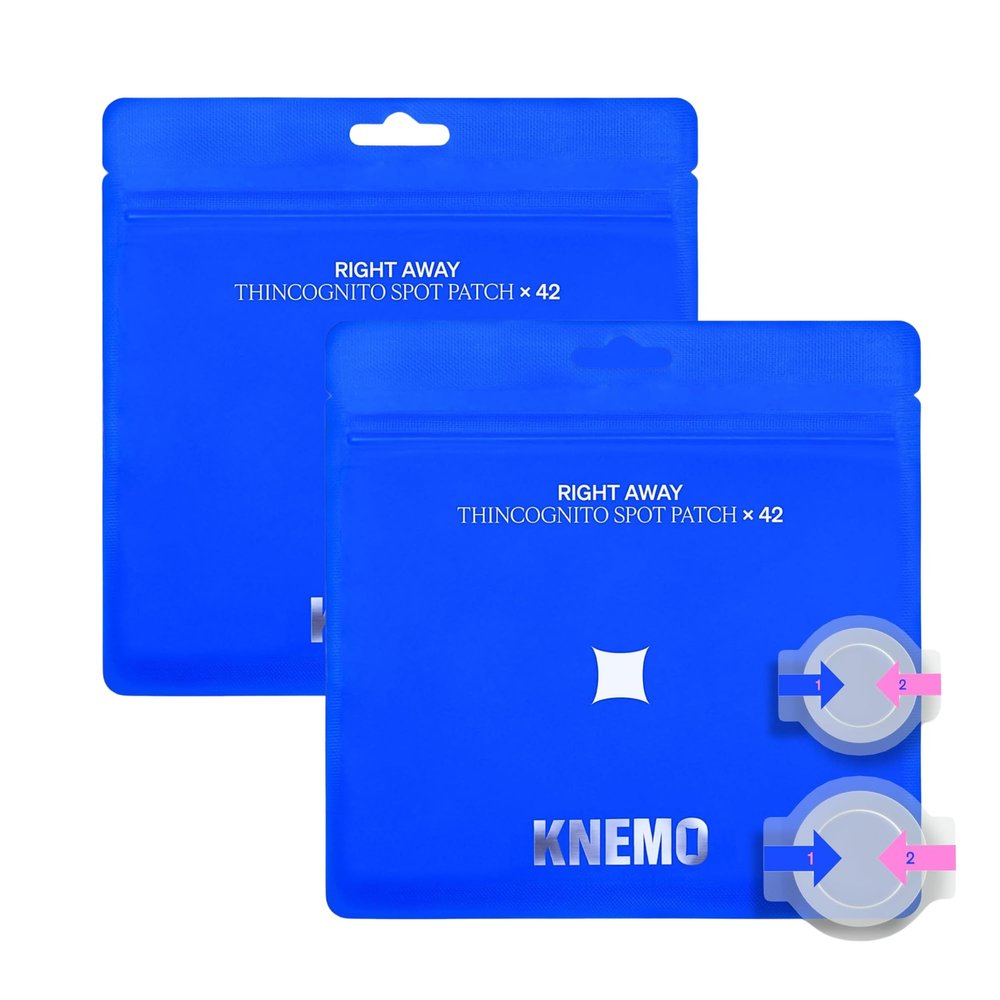 KNEMO Right Away Thincognito Invisible Spot Patch - Absorbing Hydrocolloid Pimple Patch for Face, Blemishes, Zits, Acne, Breakouts Spot Treatment for Skin Care, 2 Sizes (42 Count Pack of 2)