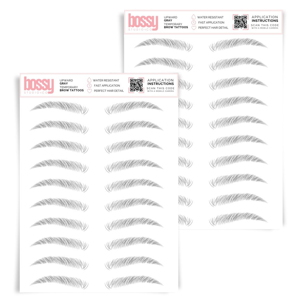 2 Pack Temporary Eyebrow Tattoos Waterproof Eyebrow Stickers, False Tattoos Hair Like Peel Off Instant Transfer Brows For Women And Men | Natural Strokes, Shaping (upward, gray)