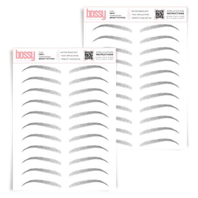 2 Pack Temporary Eyebrow Tattoos Waterproof Eyebrow Stickers, False Tattoos Hair Like Peel Off Instant Transfer Brows For Women And Men | Natural Strokes, Shaping (chic, gray)