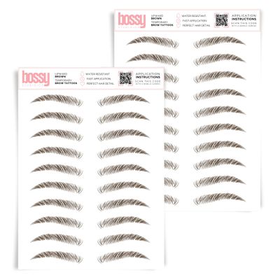 2 Pack Temporary Eyebrow Tattoos Waterproof Eyebrow Stickers, False Tattoos Hair Like Peel Off Instant Transfer Brows For Women And Men | Natural Strokes, Shaping (upward, brown)
