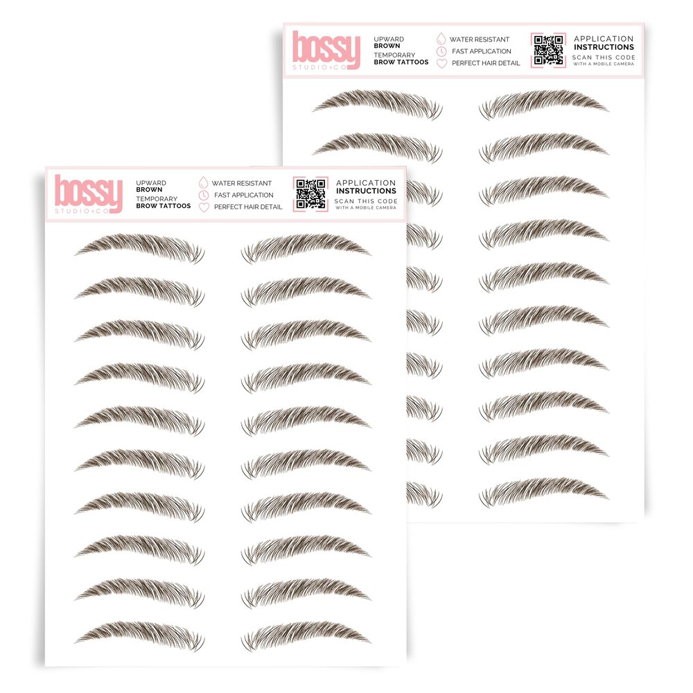 2 Pack Temporary Eyebrow Tattoos Waterproof Eyebrow Stickers, False Tattoos Hair Like Peel Off Instant Transfer Brows For Women And Men | Natural Strokes, Shaping (upward, brown)
