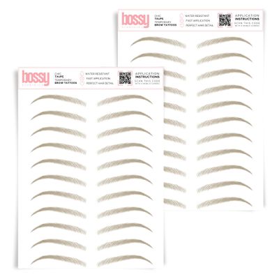 2 Pack Temporary Eyebrow Tattoos Waterproof Eyebrow Stickers, False Tattoos Hair Like Peel Off Instant Transfer Brows For Women And Men | Natural Strokes, Shaping (chic, taupe)