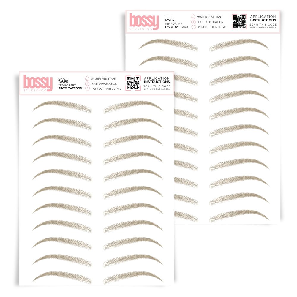2 Pack Temporary Eyebrow Tattoos Waterproof Eyebrow Stickers, False Tattoos Hair Like Peel Off Instant Transfer Brows For Women And Men | Natural Strokes, Shaping (chic, taupe)