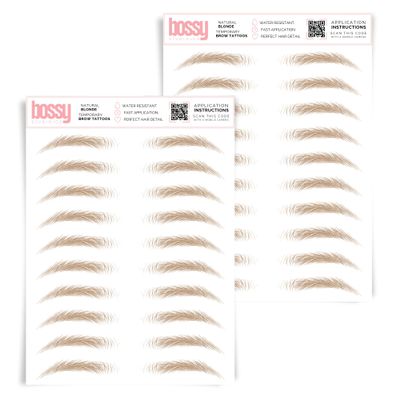 2 Pack Temporary Eyebrow Tattoos Waterproof Eyebrow Stickers, False Tattoos Hair Like Peel Off Instant Transfer Brows For Women And Men | Natural Strokes, Shaping (natural, blonde)