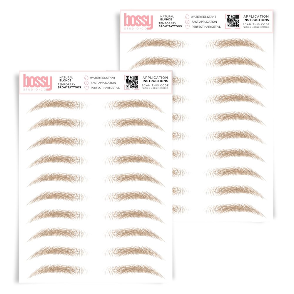 2 Pack Temporary Eyebrow Tattoos Waterproof Eyebrow Stickers, False Tattoos Hair Like Peel Off Instant Transfer Brows For Women And Men | Natural Strokes, Shaping (natural, blonde)