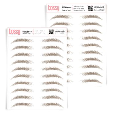 2 Pack Temporary Eyebrow Tattoos Waterproof Eyebrow Stickers, False Tattoos Hair Like Peel Off Instant Transfer Brows For Women And Men | Natural Strokes, Shaping (natural, medium brown)