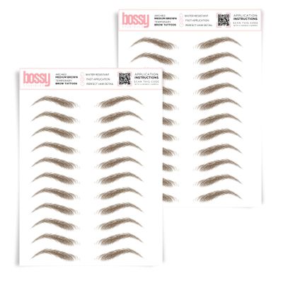 2 Pack Temporary Eyebrow Tattoos Waterproof Eyebrow Stickers, False Tattoos Hair Like Peel Off Instant Transfer Brows For Women And Men | Natural Strokes, Shaping (arched, medium brown)