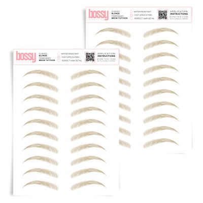 2 Pack Temporary Eyebrow Tattoos Waterproof Eyebrow Stickers, False Tattoos Hair Like Peel Off Instant Transfer Brows For Women And Men | Natural Strokes, Shaping (curved, blonde)