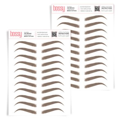 2 Pack Temporary Eyebrow Tattoos Waterproof Eyebrow Stickers, False Tattoos Hair Like Peel Off Instant Transfer Brows For Women And Men | Natural Strokes, Shaping (shaped, ash brown)