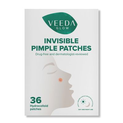 Veeda Glow Pimple Patches Hydrocolloid Acne Patches for Face, Absorb Pus & Flatten Blemishes Overnight, Invisible Zit Spot Treatment, Non-Irritating Blemish Covers, 36 Count