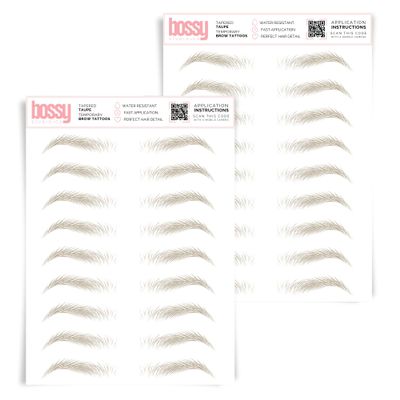 2 Pack Temporary Eyebrow Tattoos Waterproof Eyebrow Stickers, False Tattoos Hair Like Peel Off Instant Transfer Brows For Women And Men | Natural Strokes, Shaping (tapered, taupe)