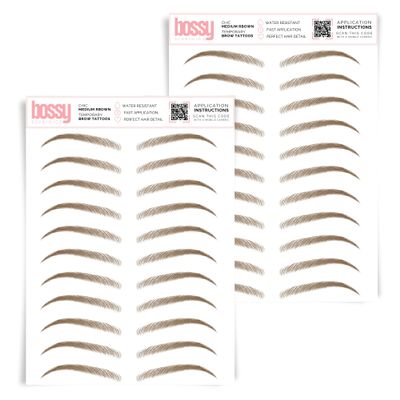 2 Pack Temporary Eyebrow Tattoos Waterproof Eyebrow Stickers, False Tattoos Hair Like Peel Off Instant Transfer Brows For Women And Men | Natural Strokes, Shaping (chic, medium brown)