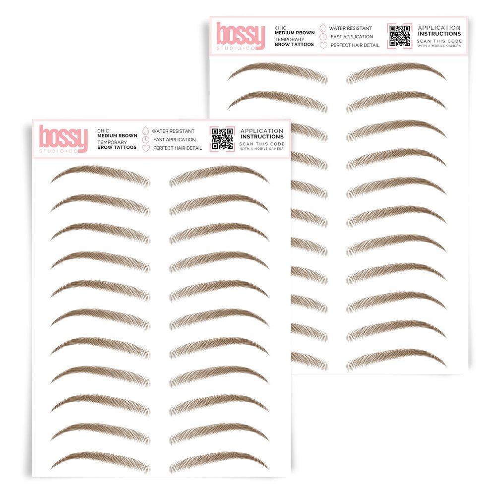 2 Pack Temporary Eyebrow Tattoos Waterproof Eyebrow Stickers, False Tattoos Hair Like Peel Off Instant Transfer Brows For Women And Men | Natural Strokes, Shaping (chic, medium brown)
