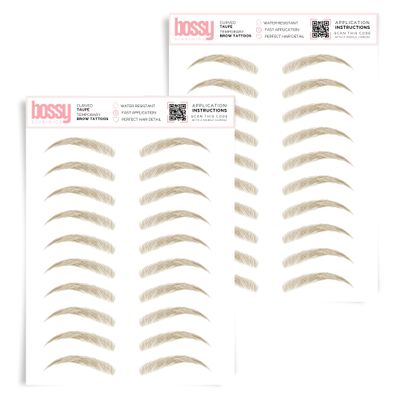 2 Pack Temporary Eyebrow Tattoos Waterproof Eyebrow Stickers, False Tattoos Hair Like Peel Off Instant Transfer Brows For Women And Men | Natural Strokes, Shaping (curved, taupe)