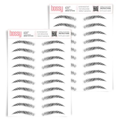 2 Pack Temporary Eyebrow Tattoos Waterproof Eyebrow Stickers, False Tattoos Hair Like Peel Off Instant Transfer Brows For Women And Men | Natural Strokes, Shaping (upward, black)