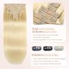 Sisily Clip in Hair Extensions Real Human Hair, 24 inch 120g, Bleach Blonde, 100% Brazilian Remy Human Hair Clip in Extensions Soft Straight 7pcs Per Set with 16 Clips Double Weft view 3