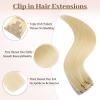 Sisily Clip in Hair Extensions Real Human Hair, 24 inch 120g, Bleach Blonde, 100% Brazilian Remy Human Hair Clip in Extensions Soft Straight 7pcs Per Set with 16 Clips Double Weft view 4