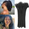 0.8cm 14 Inch Human Hair Locs Extensions 10 Strands Dreadlocs Extensions Real Human Hair Natural Black for Women Men Kids Full Handmade Permanent Human Hair Locs Can Be Dyed and Bleached view 1