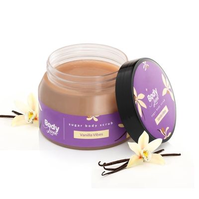 Vanilla Vibes Sugar Body Scrub, The Ideal Winter Body Scrub | Brazil Nut Oil | Skin Brightening, Deep Moisturization - 100% Vegan -200 ml Pack Of 1
