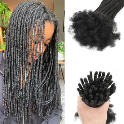 0.2 cm Loc Extensions Human Hair Dreadlock Extension 16 Inch 60 Str 100% Full Handmade Human Hair locs Extension for Man/Woman/Kids Human Hair Locs Can be Curly and Dyed