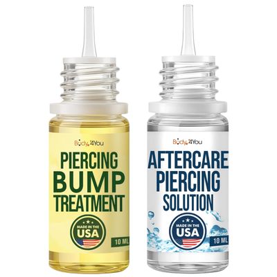 BodyJ4You Piercing Aftercare Kit - Natural Bump Keloid Removal - Saline Spray Aftercare Mist - Ear Gauges Tragus Nose Septum Lip Navel - Soothe Moisturize Skin Recovery Pure Natural Vegan Solution