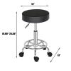 MIIEELO PU Leather Round Rolling Stool with Wheels Swivel Height Adjustment Spa Drafting Salon Tattoo Vanity Stool Nail Tech Chair Work Office Massage Task Chair Small, Load 250 LBS, Black view 2