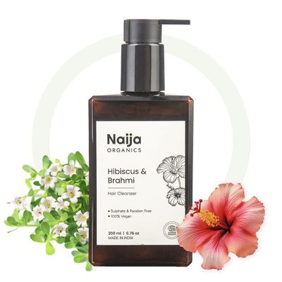 Naija Organics Anti Hairfall organic Shampoo | ECOCERT Certified Natural Hair Cleanser | Hibiscus & Brahmi for Hair Growth | Sulphate & Paraben Free, Women & Men | 200ml/6.76 floz.