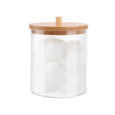 Acrylic Cotton Pad Cotton Ball Dispenser Jewelry Makeup Organizers Container for Bathroom Accessories Bathroom Jars(Round M)