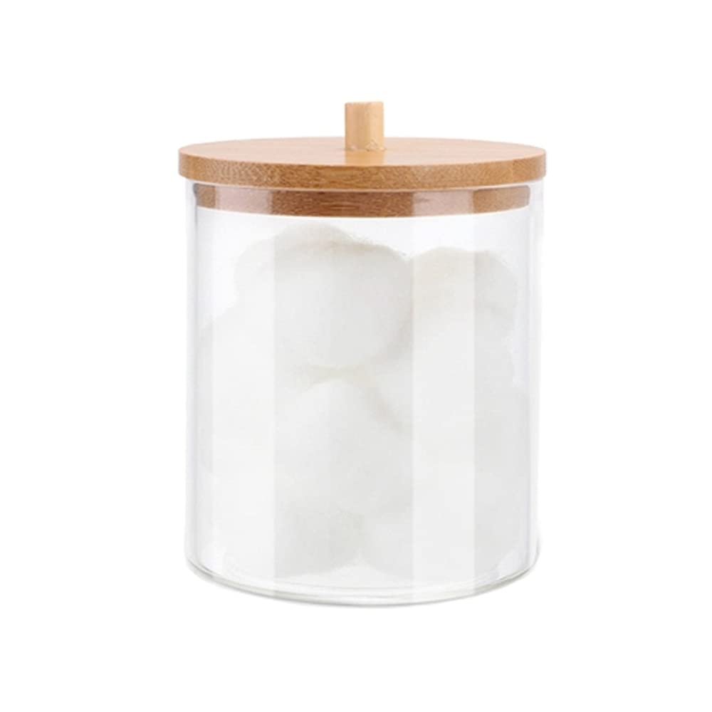Acrylic Cotton Pad Cotton Ball Dispenser Jewelry Makeup Organizers Container for Bathroom Accessories Bathroom Jars(Round M)