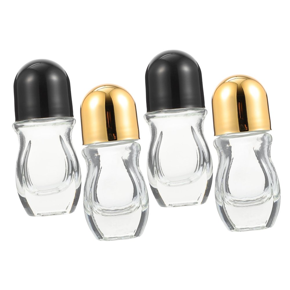 BIUDECO 4pcs Essential Oil Glass Bottles Perfume Travel Dispenser Leakproof Refillable Aromatherapy Diy