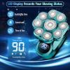 9D Head Shavers for Bald Men, Electric Shaver for Men,6 in 1 Mens Grooming Kit with Nose Hair Trimmer, Beard Trimmer,Waterproof Wet/Dry Rotary Shaver,Gift for Father, Husband, Boyfriend (Green) view 2