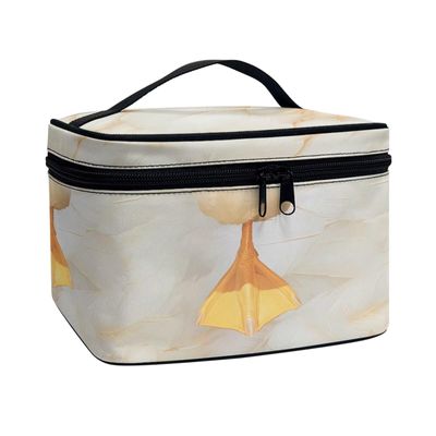 Jolamirel White Duck Print Womens Travel Makeup Bag Tote Zipper Toiletry Bag, Novelty Animal Claw Printed Large Travel Essentials Cosmetic Bag Case with Handle